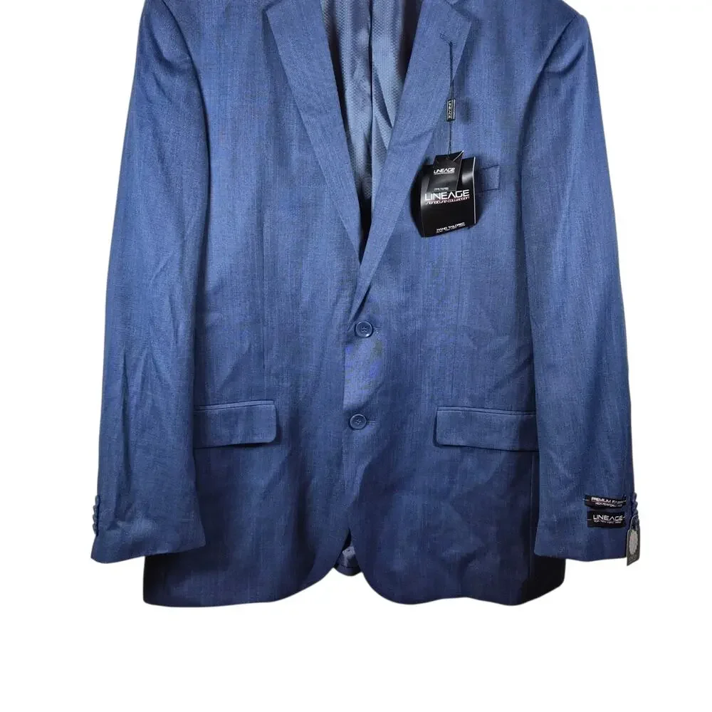 NWT Lineage Signature Collection Suit Jacket Blazer Mens 46R Blue Andrew Coat